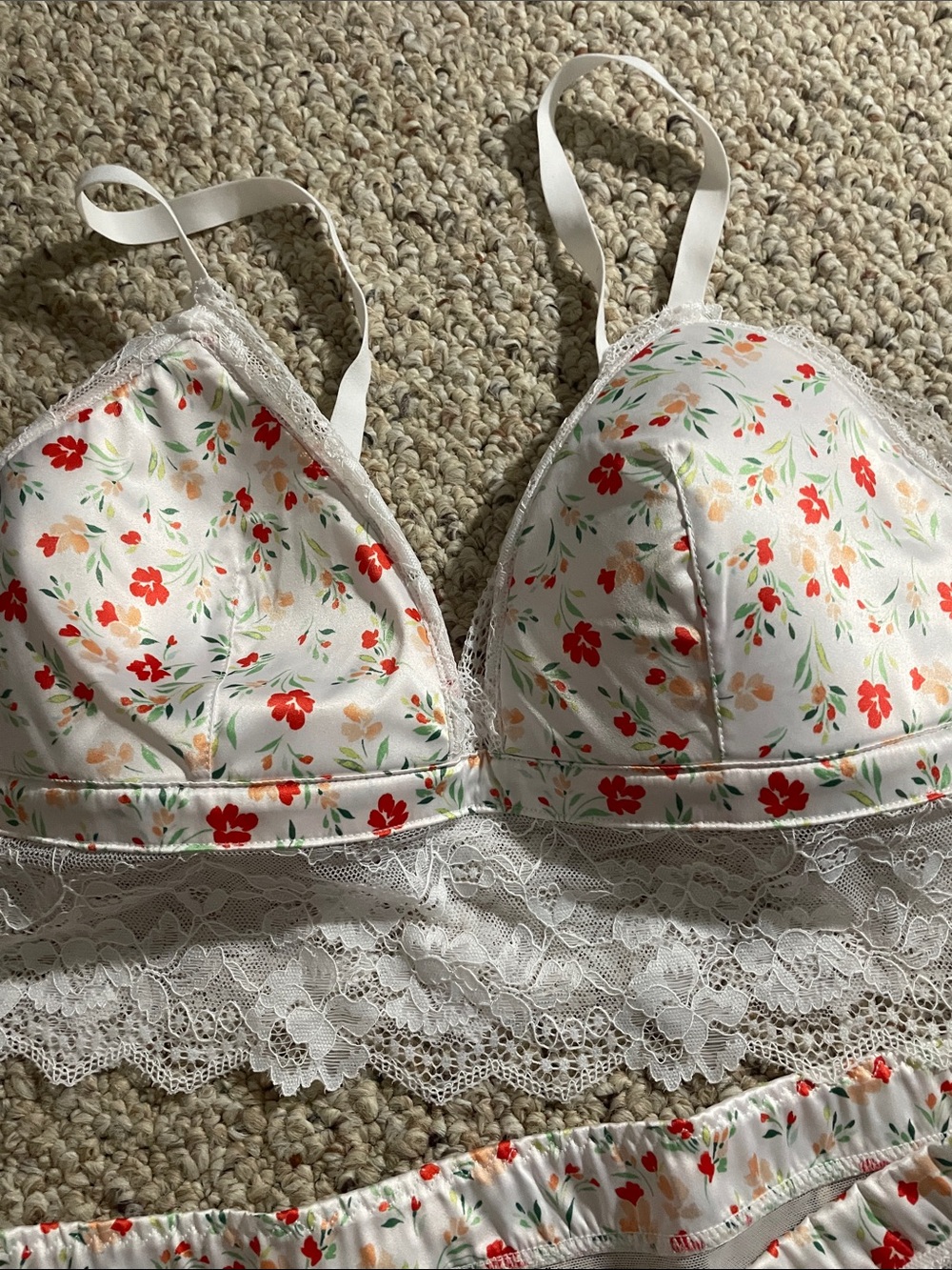 Adore Me White Floral Lace Bralette & Bikini Set - Picture 3 of 5